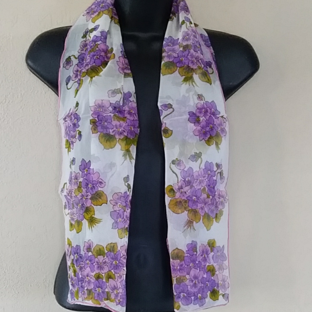 Vtg Burmel Violets Scarf